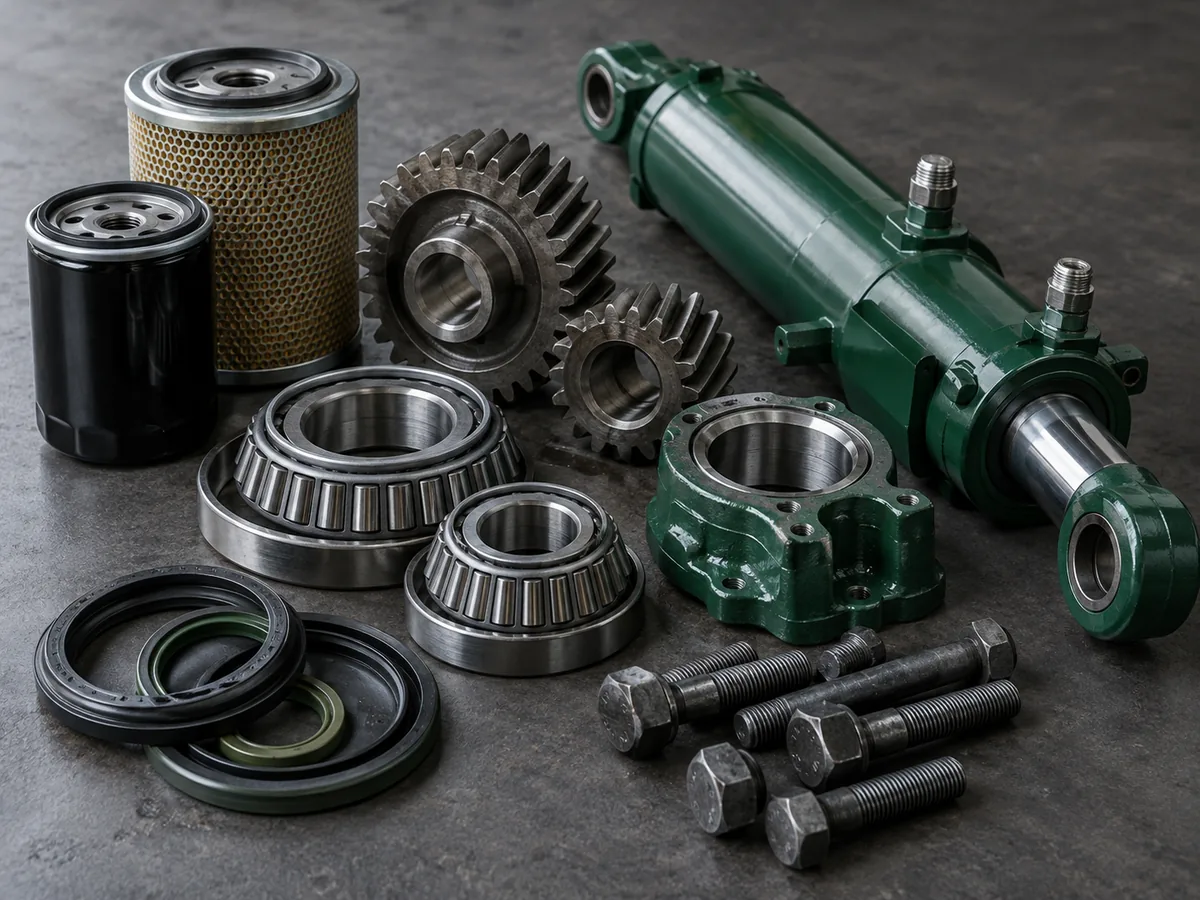 Spare parts: filters, bearings, gears and hydraulic components